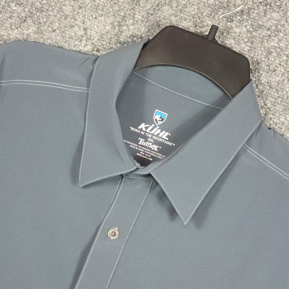 Kuhl Mens XXL Shirt Short Sleeve Grey Tufflex Stretch Button Up